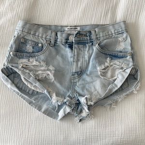 oneteaspoon light wash bandit shorts